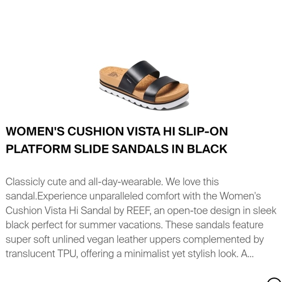 Reef Cushion Vista Hi Slip-on Platform Slide Sandals Women's Size 9 - Picture 14 of 15